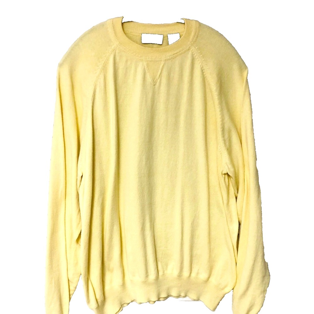 Vintage‎ COMO Cotton Silk Cashmere Sweater Men's M Yellow Italy Preppy